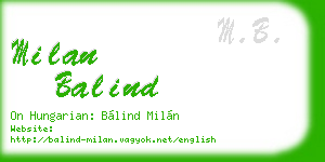 milan balind business card